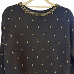 Westbound Black with Gold Embellishments Crew Neck Sweater Sz S Lambswool Blend Photo 3
