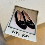Charlotte Olympia Vintage Kitty Velvet Cat-Embroidered Flat, Black/Gold Photo 1