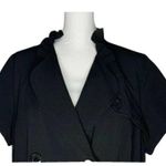 Fashion Bug NEW  Ruffle Collar Short Sleeve Button Front Black Dress Tie Belt 16 Photo 1