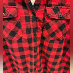 Boston‎ Traders Womens Flannel Sherpa Lined Shacket Size Large Red Photo 2