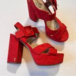 Sam Edelman  Circus Red Suede Leather Chunky Platform Sandals Heels Womens 7 Photo 9