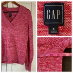 Gap  Pink Marled Y2K Style  V-Neck Sweater S Clean Girl Cozycore 100% Cotton Knit Photo 14