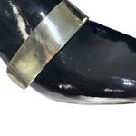 ZARA Black/Gold Patent Leather Side Zip Almond Toe Chunky Block Heel Ankle Boots Photo 8