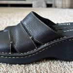 Bass Black Leather Sandals Slide Wedge Heels Womens Size 8 Y2K Chunky Photo 3