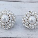 Vintage Clip On Earrings Faux Pearl Beaded Wrap 7/8" Photo 1