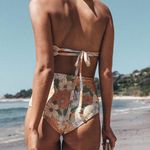 Womens Halter Wrap High Waist Floral Bikini sz medium Orange Photo 3