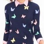 Talbots Navy Blue Butterfly Intarsia Crewneck Long Sleeve Sweater Size Small Photo 0