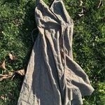 Olive Green Eyelet Halter Midi Dress Medium Photo 0