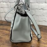 Michael Kors New Selma Stud Top Zip Medium Satchel Dusty Blue Saffiano Leather Photo 2