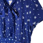 J Crew Factory Women’s Sz 4 Short Sleeve Dress Floral Collar Neck Tie A1771 Blue Photo 3