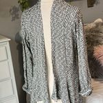 Living Doll  Cardigan Black White Sweater Flowy Lightweight Womens Small Photo 4