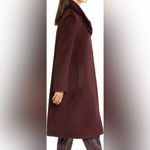 Eileen Fisher  High Collar Wool & Alpaca Blend Coat Casis Maroon XXS Photo 3