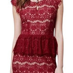 Anthropologie Maeve  Dress Size Extra Small Elsa Peplum Eyelash Wine Sleeveless Photo 0