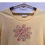 The Quacker Factory Womens Top Size 2X Whimsy Artwork Floral Mandala Rhinestones Yellow Photo 2