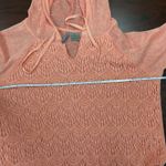 New Direction s Weekend Peach Lace Front Hooded Blouse Size Large Photo 5