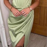 House Of CB HOUSE‎ OF CB FAYE PISTACHIO SATIN CORSET MIDI DRESS NWOT size L Photo 0