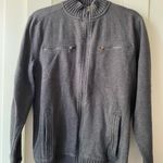 Calvin Klein Zip Men’s Sweatshirt Gray Knit Jacket Mock Neck, side Pockets, Size M Photo 0