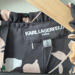 Karl Lagerfeld  Floral Black Blouse Long Bell Sleeves Tie Bow Button Keyhole NWT Photo 4