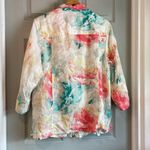 JM Collection  Women's 20W Floral 100% Linen Spring 3/4 Sleeve Button Down Top Photo 4