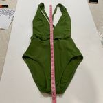 Skinny Dippers Belted One Piece Swimsuit Small – Olive Green Ruffle Strap Cinche Photo 3