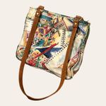 American Vintage Unique vintage vinyl colored pencil illustrated European scenery artist purse Photo 1