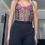 y2k black flower lace v neck cami Photo 3