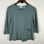 J Jill Ponte Knit Top Womens S Blue Geometric Print Casual Office Wear Photo 0