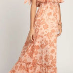 Lulus  Love & Blooms Blush Floral Print Off Shoulder Dress M Peach NWT IN PKG Photo 0