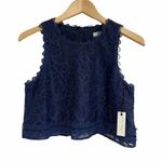 Lovers + Friends Lace Zoe Tank Crop Navy NWT Small Photo 3