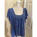 Sundry  Top Blouse Womens Smocked Elastic Neckline Short Flutter Sleeve Flowy M Photo 1