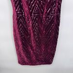 Eliza J Velvet Sequin Geometric Formal Party Cocktail Dress Burgundy Red Size 8 Photo 3