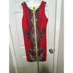 Sandra Darren  Women’s Red Paisley Sleeveless Dress Size 10 Stretch Fit Career Photo 2