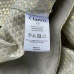 Ganni  for Anthro gold metallic arrow print zip back mini skirt with pockets Photo 4