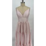 Hutch NWT Blush Pink Tiered Maxi Dress Taffeta Sheen Spaghetti Strap Gown Small Photo 2