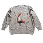 Fox Soft Large Sweater Crewneck Country Leaves Graphic Knit Tan Pullover Photo 1