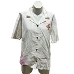 Roxy  x Kate Bosworth Women's M Floral Button-Up Shirt White Vintage Photo 7