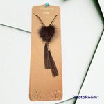 Anthropologie Shiraleah Chicago Black Lulu Necklace w/mink fur Photo 5