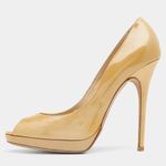 Jimmy Choo  Peep Toe Heel, Beige Size 38 Euro, 7 USA Photo 2
