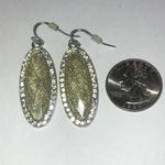 Green Shimmer Silver Tone Oval Boho Earrings Gold Photo 2
