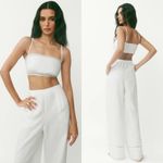 Reformation | Violet 100% Linen Crop Top & Wide Leg Pant Two Piece Set White Photo 2
