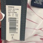 Cherokee Red Floral Hawaiian Halter Tie Tankini Top Swimsuit Built in Bra Size 8 Photo 8