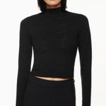 Aritzia Babaton Navy Shapelace High‎ Neck Long Cropped Top Size Small Photo 0