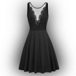 Grace Karin Cocktail Black Fit & Flare Lace and Mesh Sleeveless   Dress NWT Medium Photo 3
