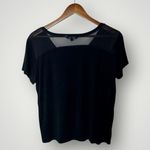 Bebe Sport Women's Black Mesh V-Neck Logo T-Shirt Short Sleeve Photo 3