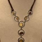 Lia Sophia Silver and Brown Gemstone Necklace Photo 0