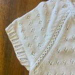 Jones New York Cardigan Medium White Eyelet Knit Sweater Button Waist 100%Cotton Photo 2