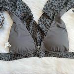 Aerie Gray Leopard Ruffle Tie Longline Triangle Bikini Top Photo 8