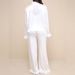 Lulus  Dreamiest Delight White Satin Feather Two-Piece Pajama Set Size S Photo 3