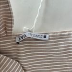 ZARA NWT  Striped Neutral One Shoulder Sweetheart Crop Top M Photo 6