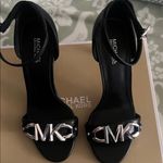 Michael Kors  Black Heels with Silver Logo Photo 0